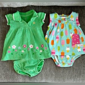 Sweet 6m Set 2 of 3, Flowers & Popsicles Skirted Onesie + Bloomers & Top